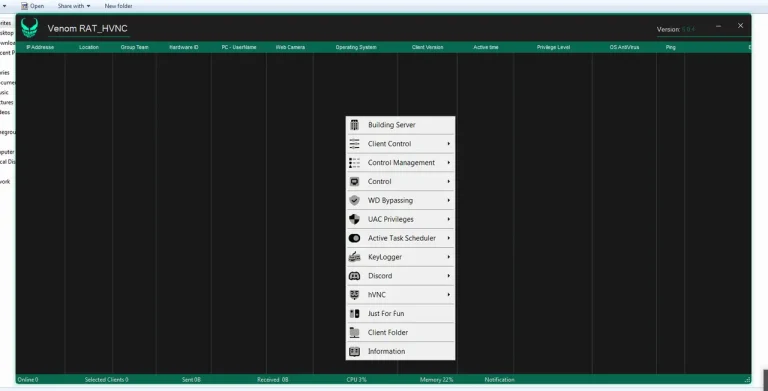 VENOM RAT 5.0.4 HVNC Cracked