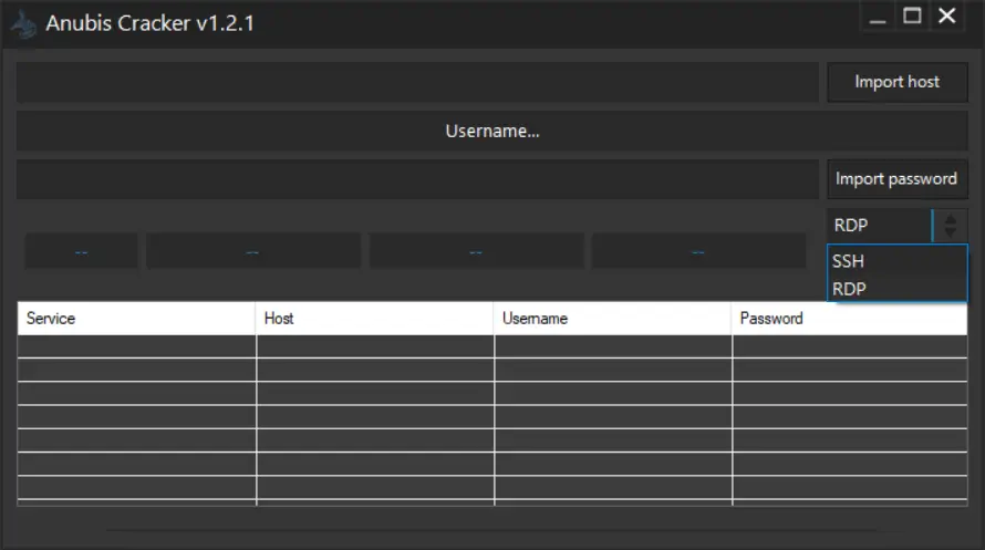 Anubis Cracker v1.2.1 RDP SSH cracker