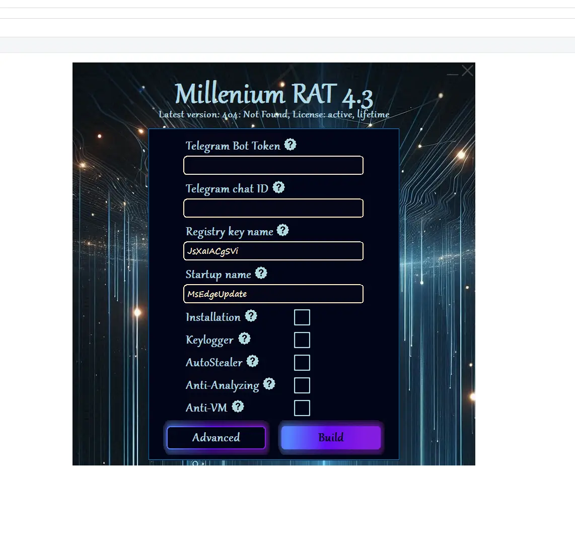 Millenium RAT V4.3 lifetime licence
